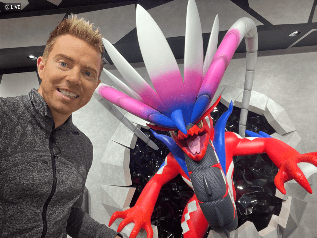 Dustin O'Neil with a Pokemon display